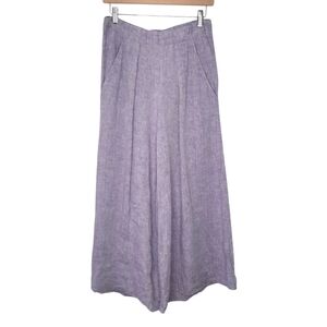 Flax Linen Wide Leg Trouser Pants Cropped Culottes Lagonlook Womens Size Small